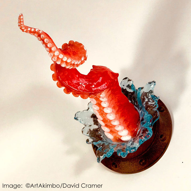 Octopus tentacle sculpture, Nautical art object